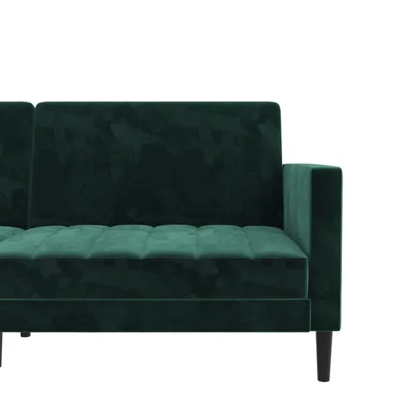 Double Sofa Bed with Split-Back - Green, Velvet