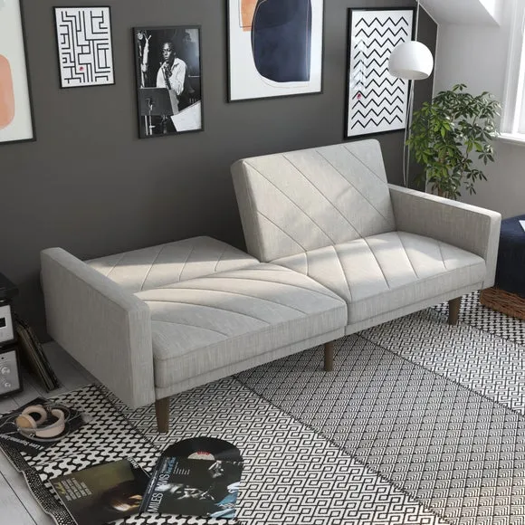 Double Sofa Bed with Split Back - Grey, Linen
