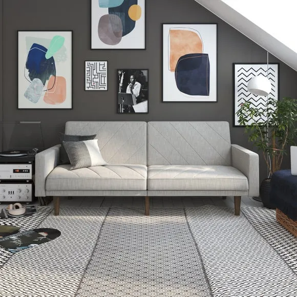 Double Sofa Bed with Split Back - Grey, Linen
