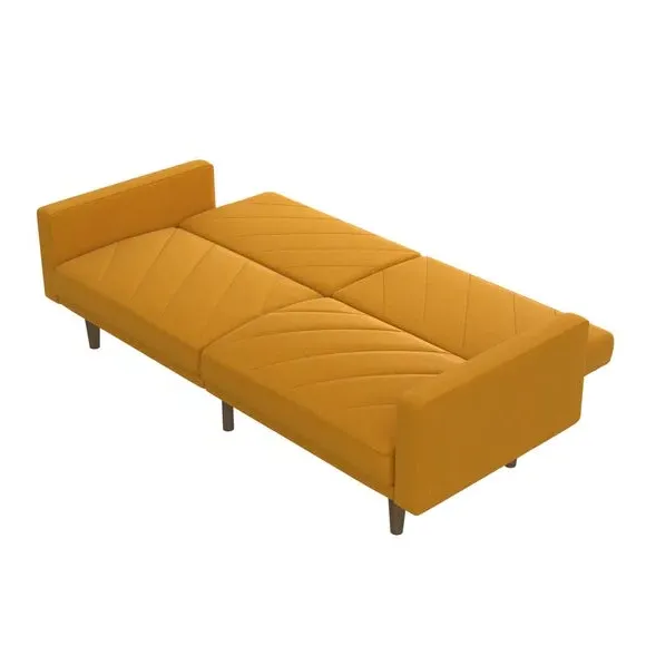 Double Sofa Bed with Split Back - Mustard, Linen