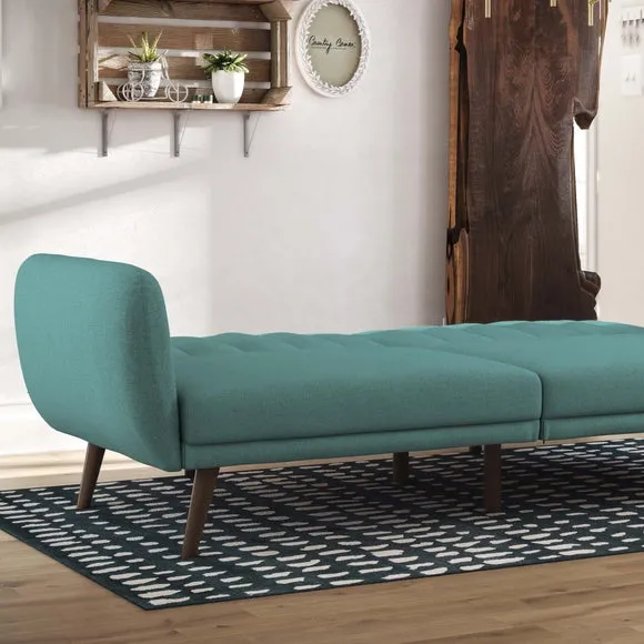 Double Sofa Bed with Storage - Blue, Linen