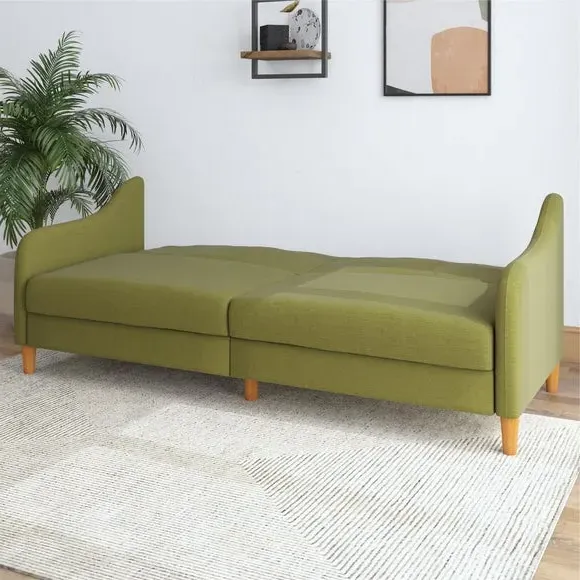Double Sofa Bed with Storage - Green, Linen