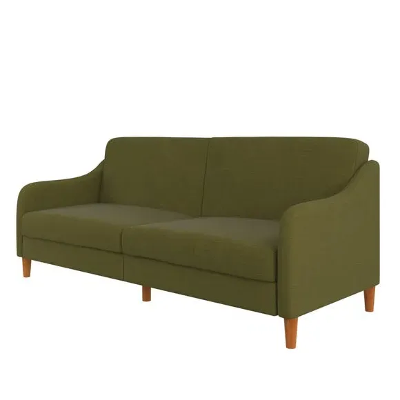 Double Sofa Bed with Storage - Green, Linen