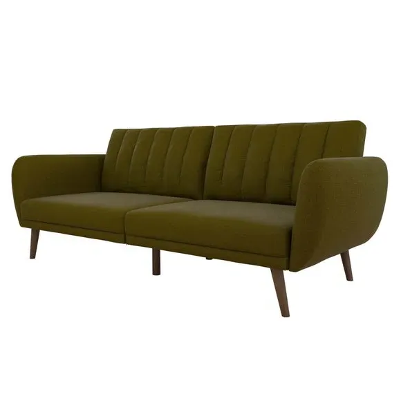 Double Sofa Bed with Storage - Green, Linen