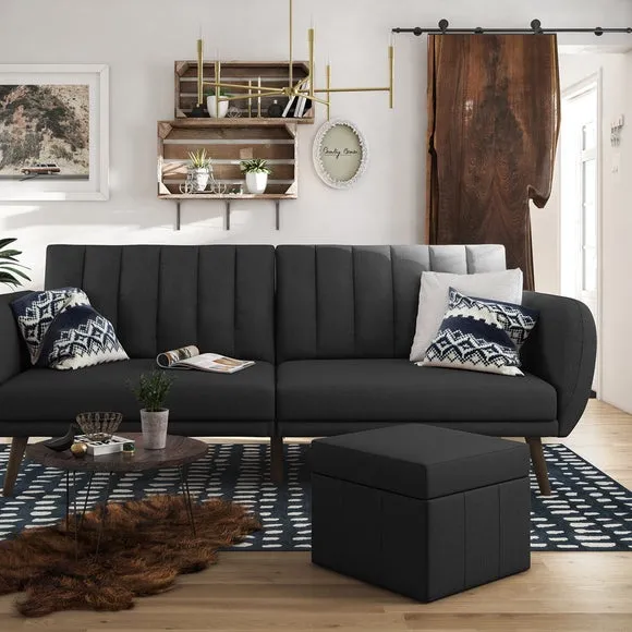 Double Sofa Bed with Storage - Grey, Linen