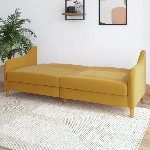 Double Sofa Bed with Storage - Mustard, Linen