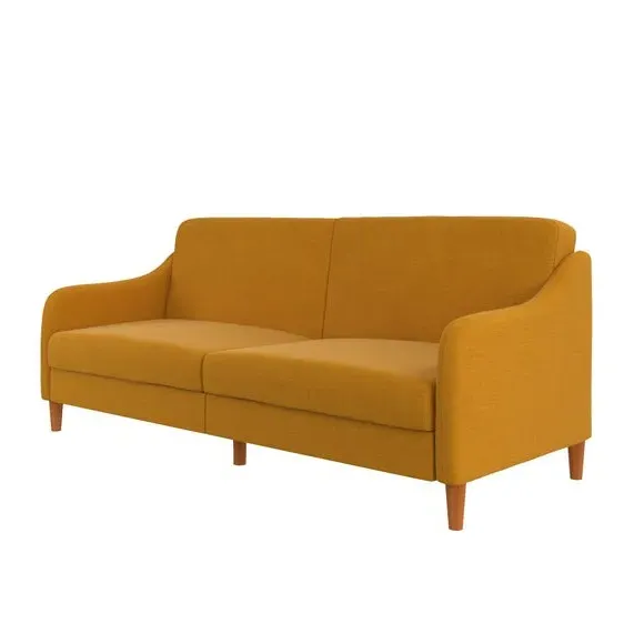 Double Sofa Bed with Storage - Mustard, Linen