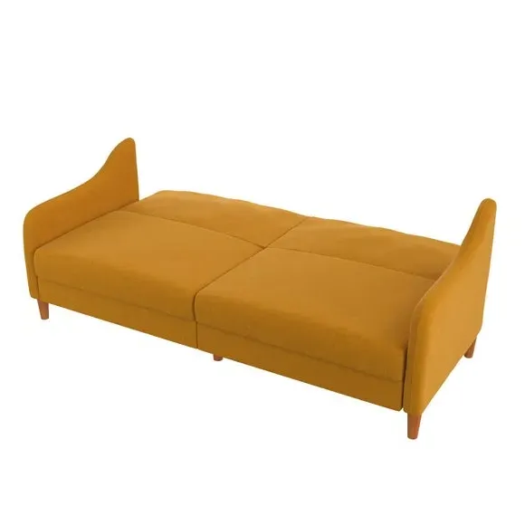 Double Sofa Bed with Storage - Mustard, Linen