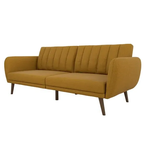 Double Sofa Bed with Storage - Mustard, Linen