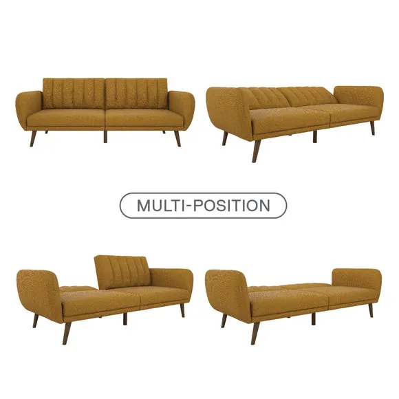 Double Sofa Bed with Storage - Mustard, Linen