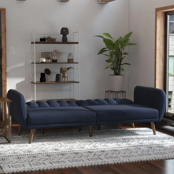 Double Sofa Bed with Storage - Navy, Linen