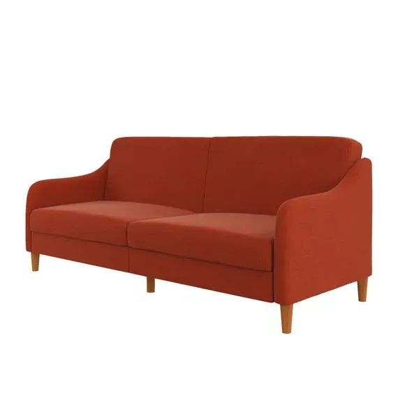 Double Sofa Bed with Storage - Orange, Linen