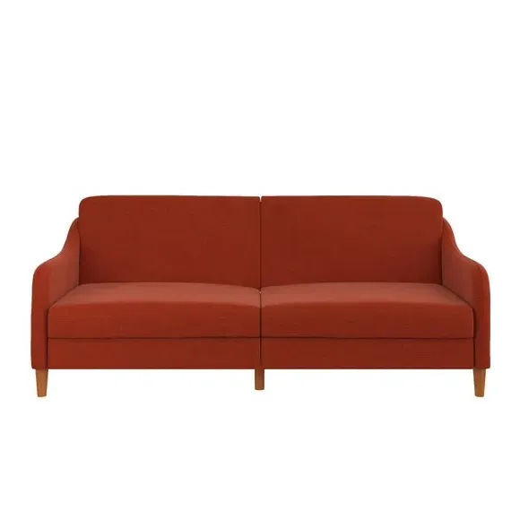 Double Sofa Bed with Storage - Orange, Linen