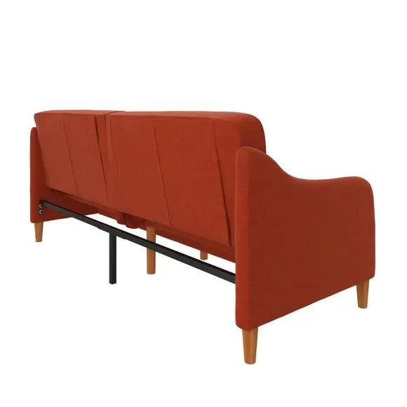 Double Sofa Bed with Storage - Orange, Linen