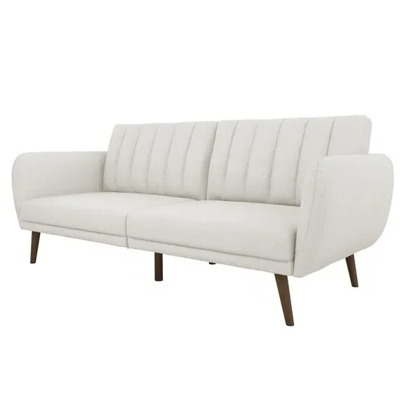 Double Sofa Bed with Tufted Design - Light Grey, Linen