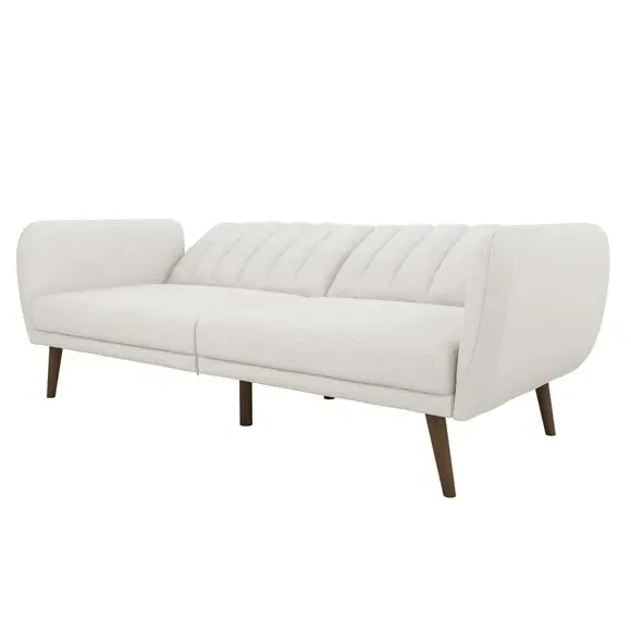 Double Sofa Bed with Tufted Design - Light Grey, Linen