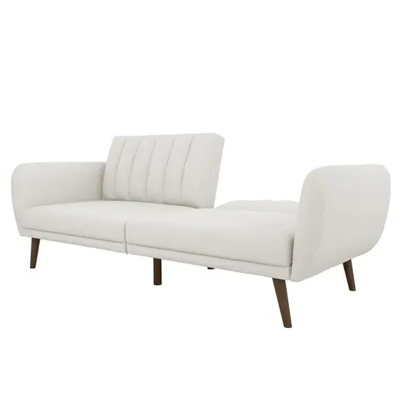Double Sofa Bed with Tufted Design - Light Grey, Linen