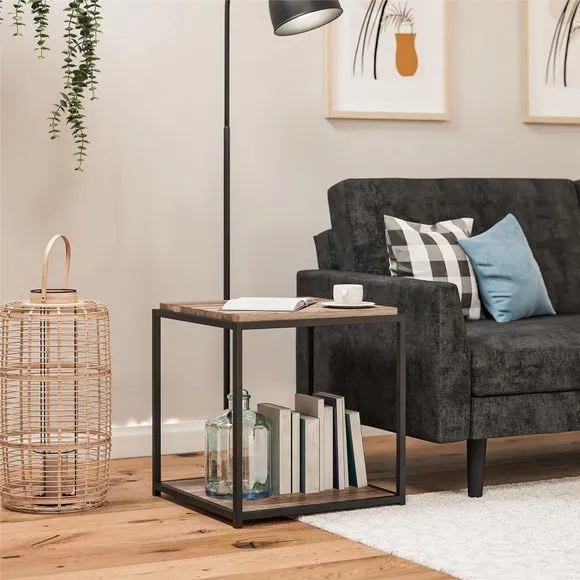 End Table with Storage Shelf - Oak, Wood