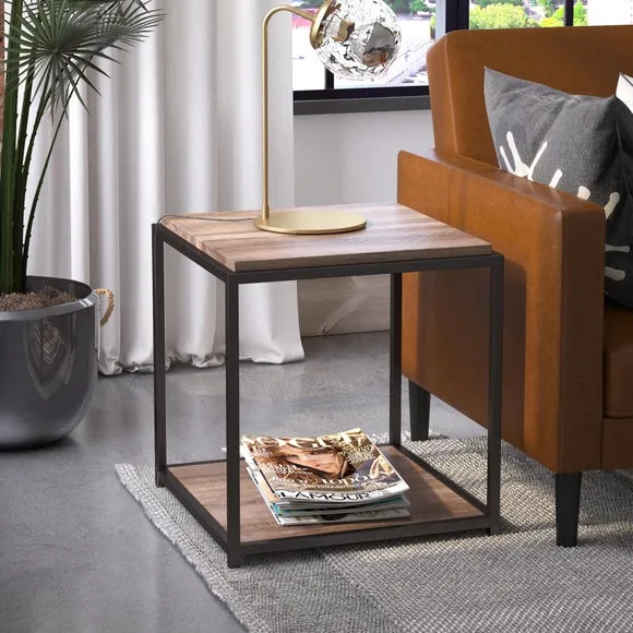 End Table with Storage Shelf - Oak, Wood image