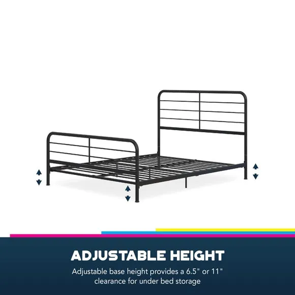 Metal Bed Frame with Slat Support - Black