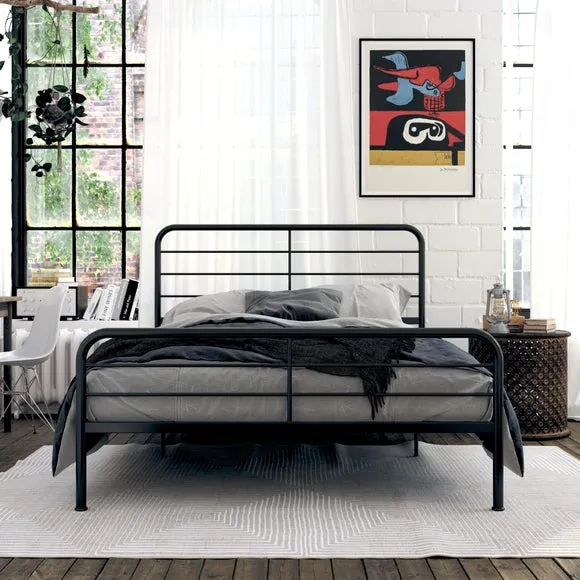 Metal Bed Frame with Slat Support - Black