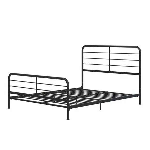 Metal Bed Frame with Slat Support - Black