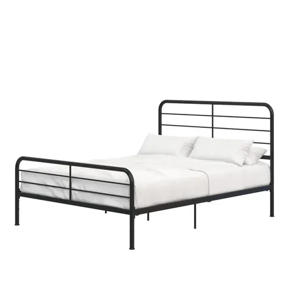 Metal Bed Frame with Slat Support - Black