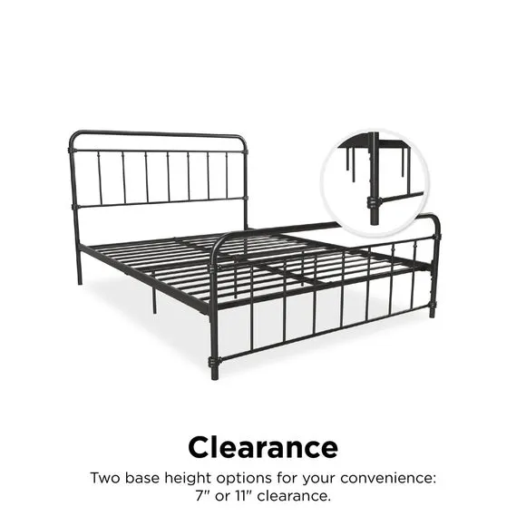 Metal Bed Frame with Storage - Black