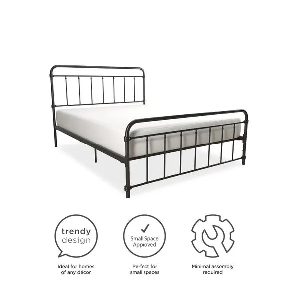 Metal Bed Frame with Storage - Black