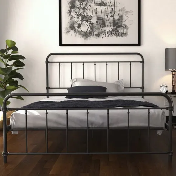 Metal Bed Frame with Storage - Black