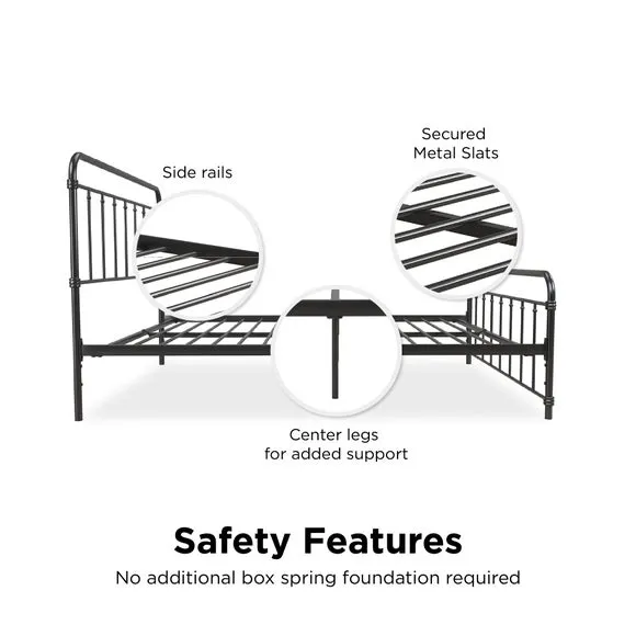 Metal Bed Frame with Storage - Black