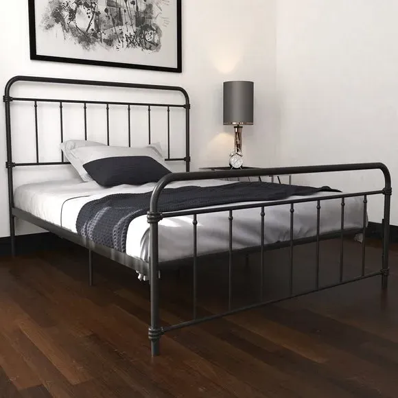 Metal Bed Frame with Storage - Black
