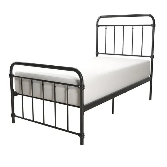 Metal Bed Frame with Storage - Black