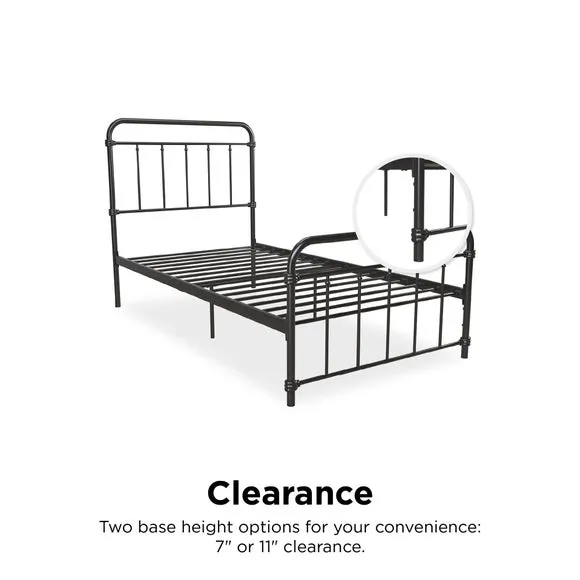 Metal Bed Frame with Storage - Black