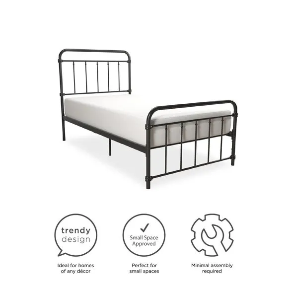 Metal Bed Frame with Storage - Black