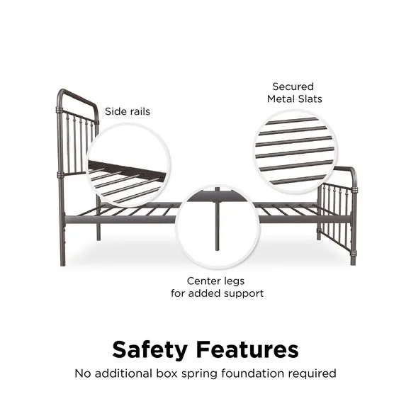 Metal Bed Frame with Storage - Bronze