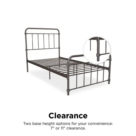 Metal Bed Frame with Storage - Bronze