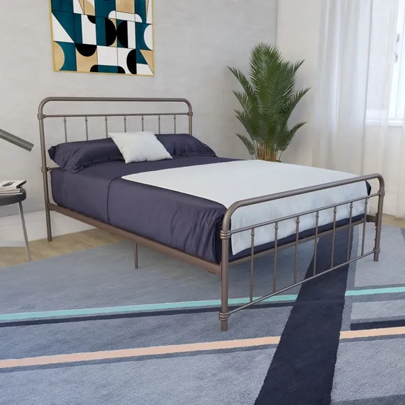 Metal Bed Frame with Storage - Bronze