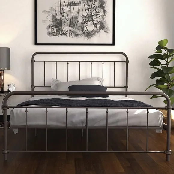 Metal Bed Frame with Storage - Bronze