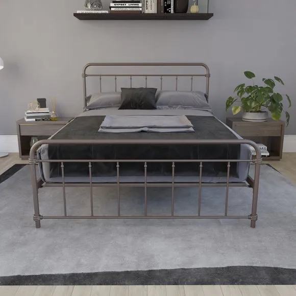Metal Bed Frame with Storage - Bronze