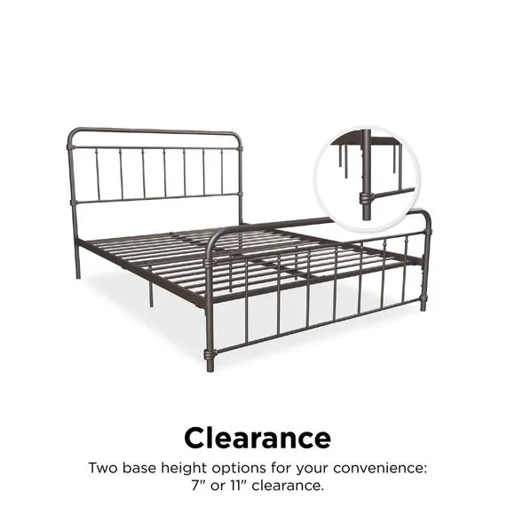 Metal Bed Frame with Storage - Bronze