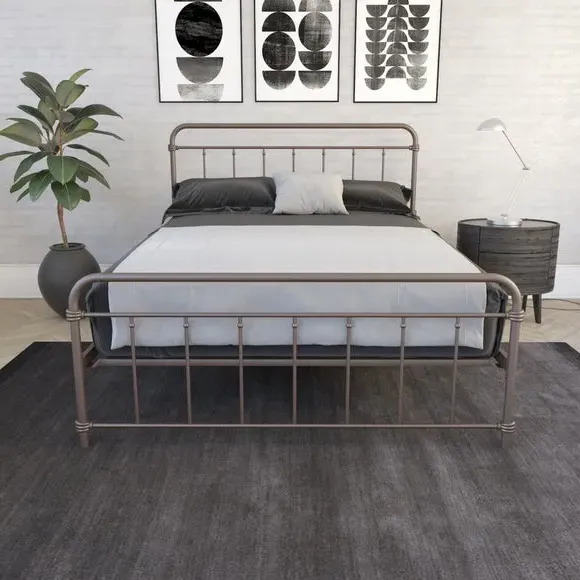 Metal Bed Frame with Storage - Bronze