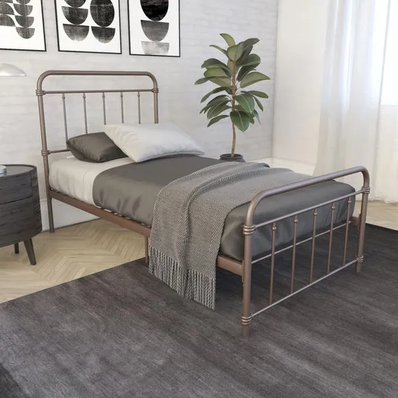 Metal Bed Frame with Storage - Bronze