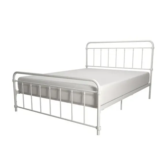 Metal Bed Frame with Storage - White