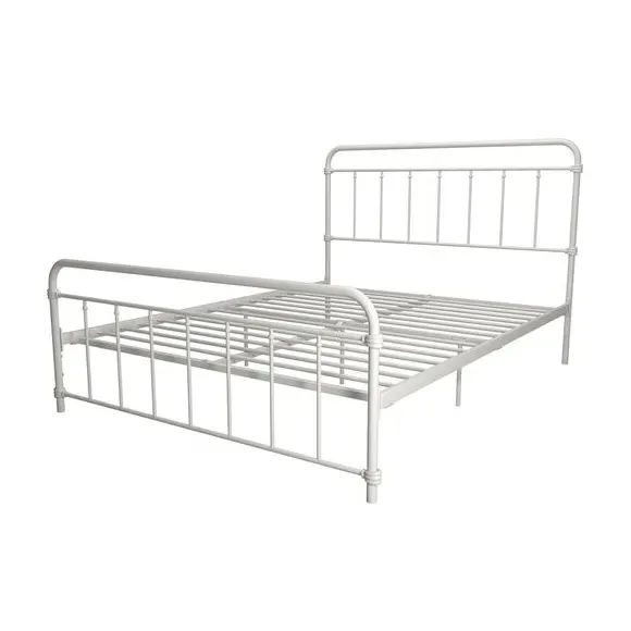 Metal Bed Frame with Storage - White