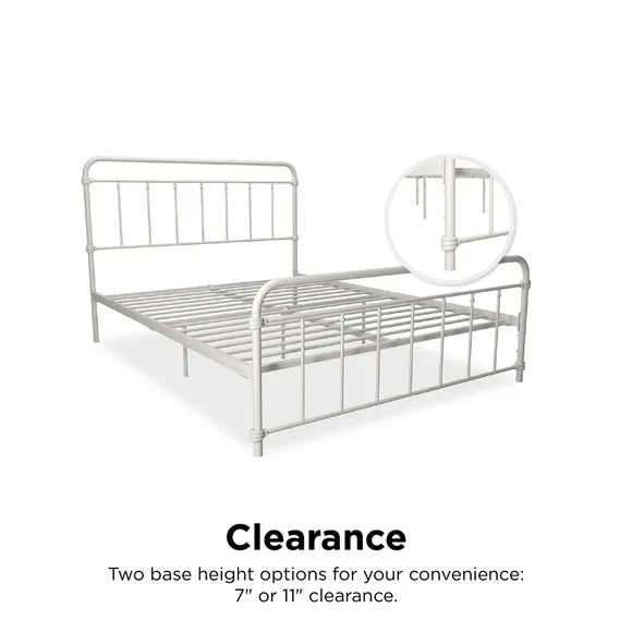 Metal Bed Frame with Storage - White