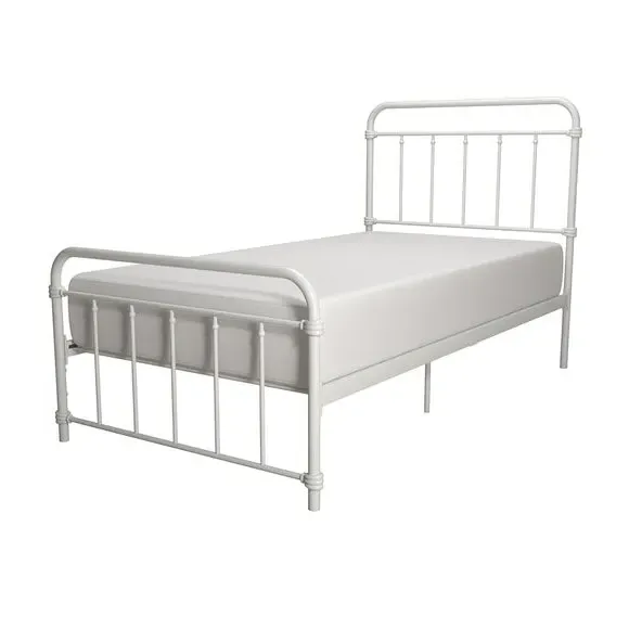 Metal Bed Frame with Storage - White