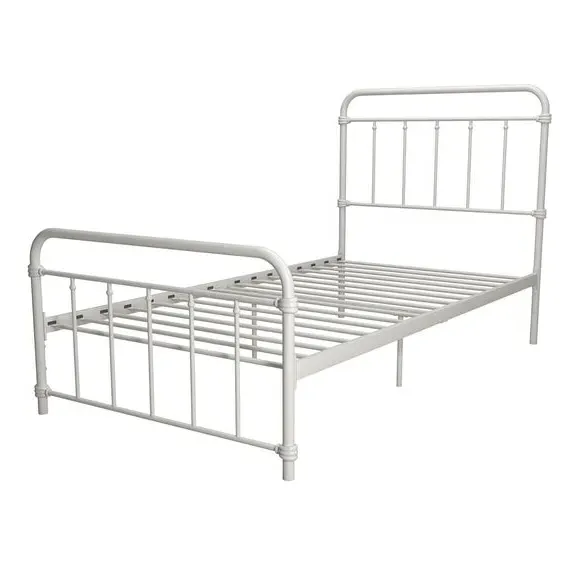 Metal Bed Frame with Storage - White