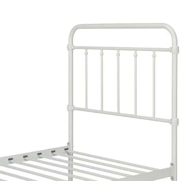 Metal Bed Frame with Storage - White