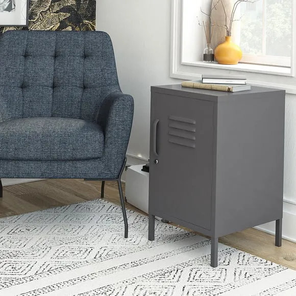 Metal Locker End Table - Grey